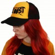 Dragstrip Kustom Eat Dust gold on black trucker cap